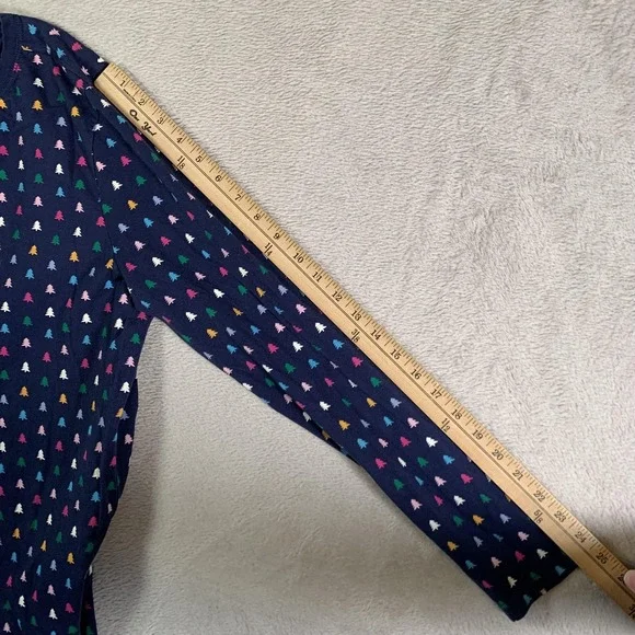 J.Crew Pajama Set Womens XL Blue‎ Christmas Tree Print Henley Top Joggers Cotton - Picture 7 of 16